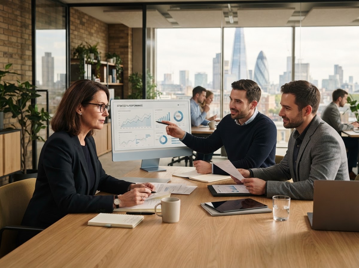 Pillar Anlagholm analysts reviewing strategic portfolio data